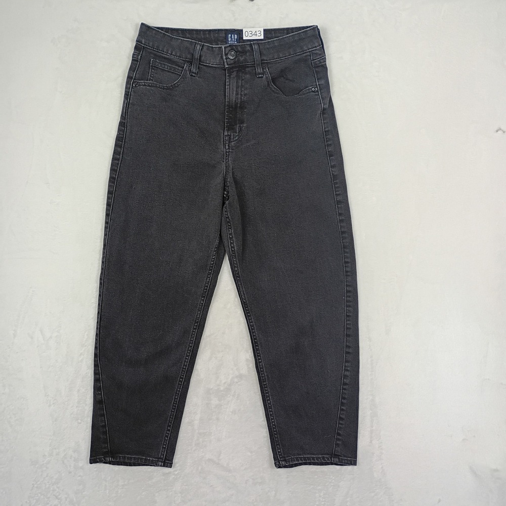 Gap Barrel Jeans Womens 8/29R Black High Rise Relaxed Curved Leg Denim Gorpcore